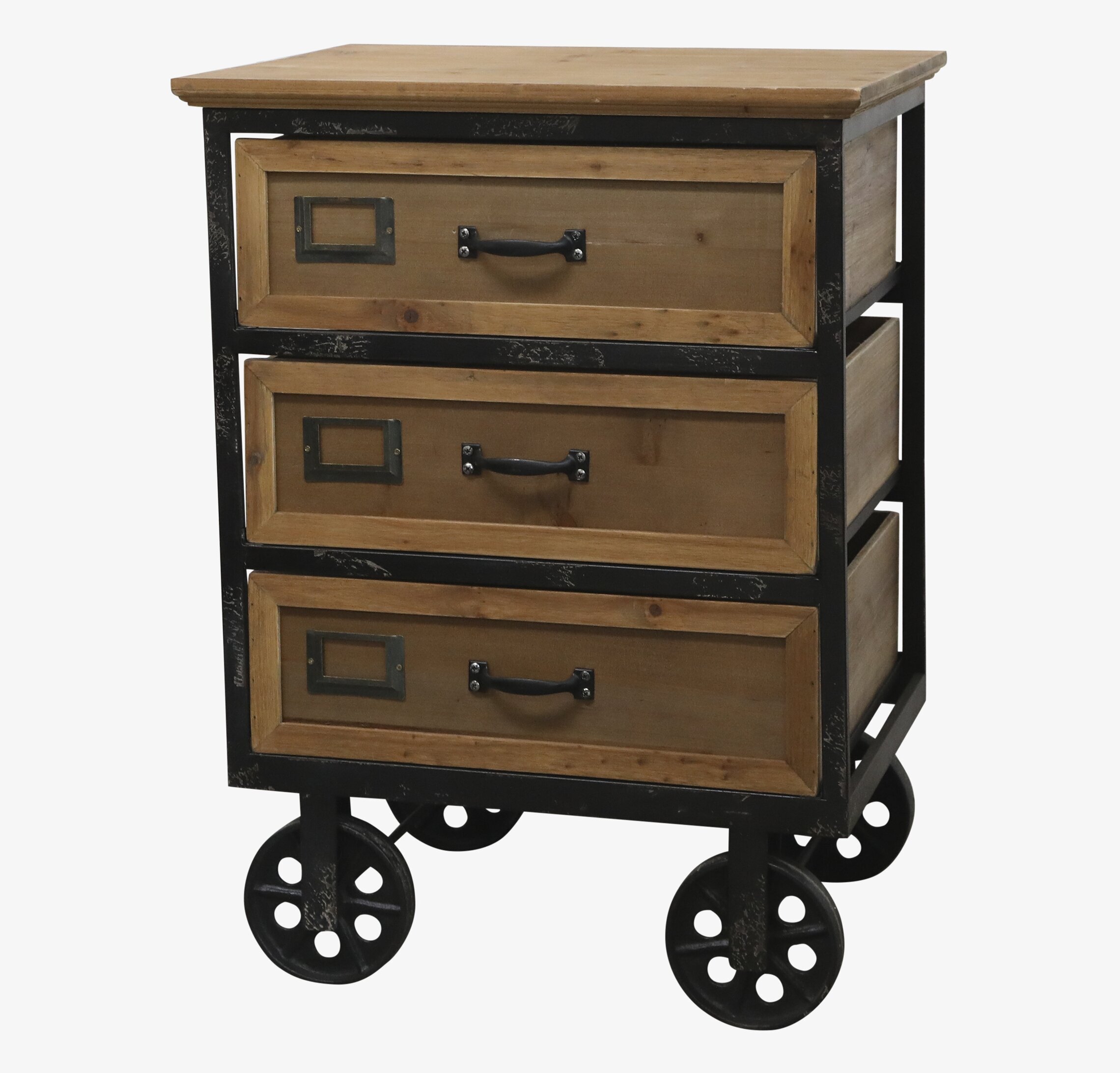 Bild av industriell byrå med hjul och tre lådor