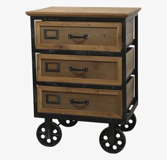 Bild av industriell byrå med hjul och tre lådor