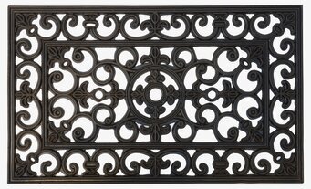 Bild av elegant svart dörrmatta med filigranmönster