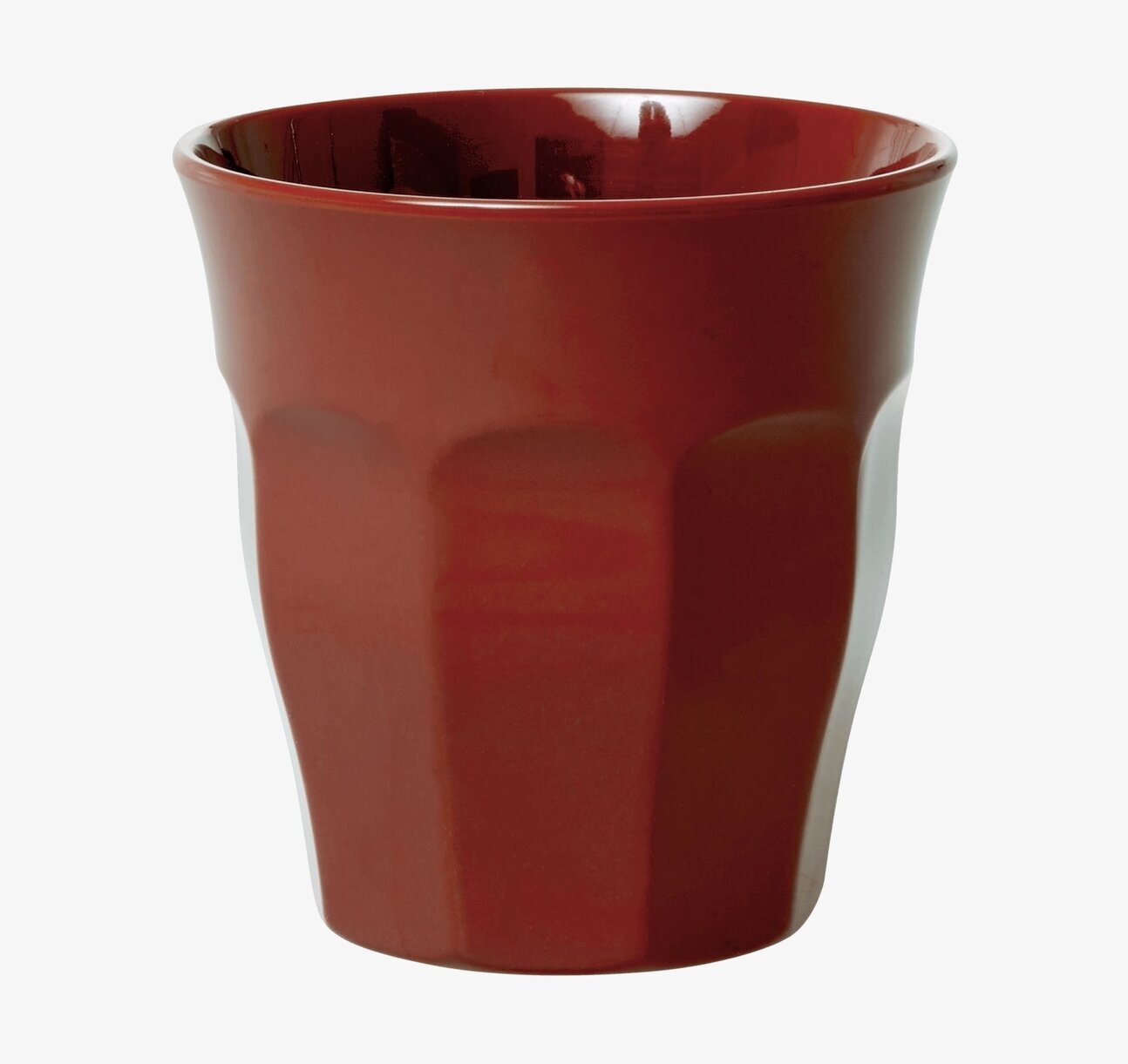 Foto av en röd mugg med unik design och textur