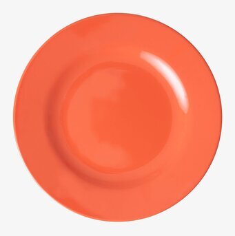 Bild av livfull orange assiett med stilfull design