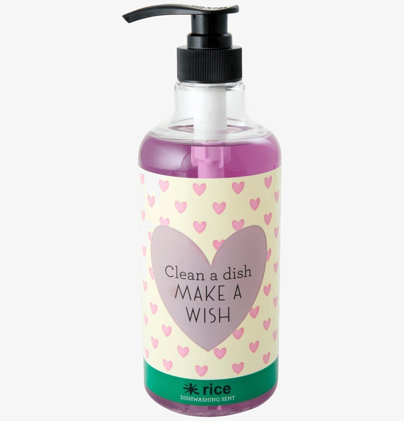 Bild av stilren flaska med lila diskmedel och pump