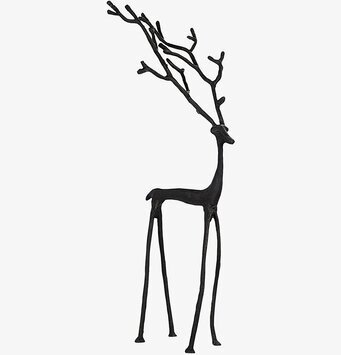 Bild av stilren skulptur av ren i svart gjutjärn