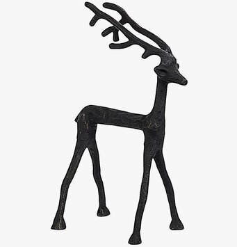 Foto av elegant svart hjortstatyett i gjutjärn