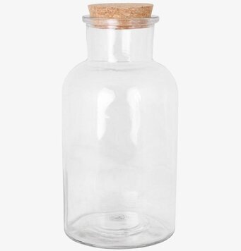 Bild av elegant glasburk med korklock för förvaring