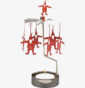 Bild av dekorativ ljuskarusell med tomtefigurer