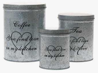 Box Yasmine Zink från By ON, tre cylindriska zinkbehållare