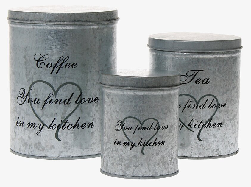 Box Yasmine Zink från By ON, tre cylindriska zinkbehållare