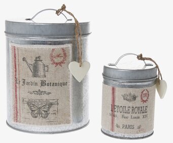 Bild av eleganta metallburkar med vintage och rustik stil