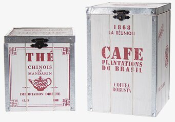 Bild av vintage burkar: kinesiskt te och brasilianskt kaffe