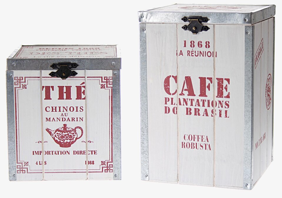 Bild av vintage burkar: kinesiskt te och brasilianskt kaffe