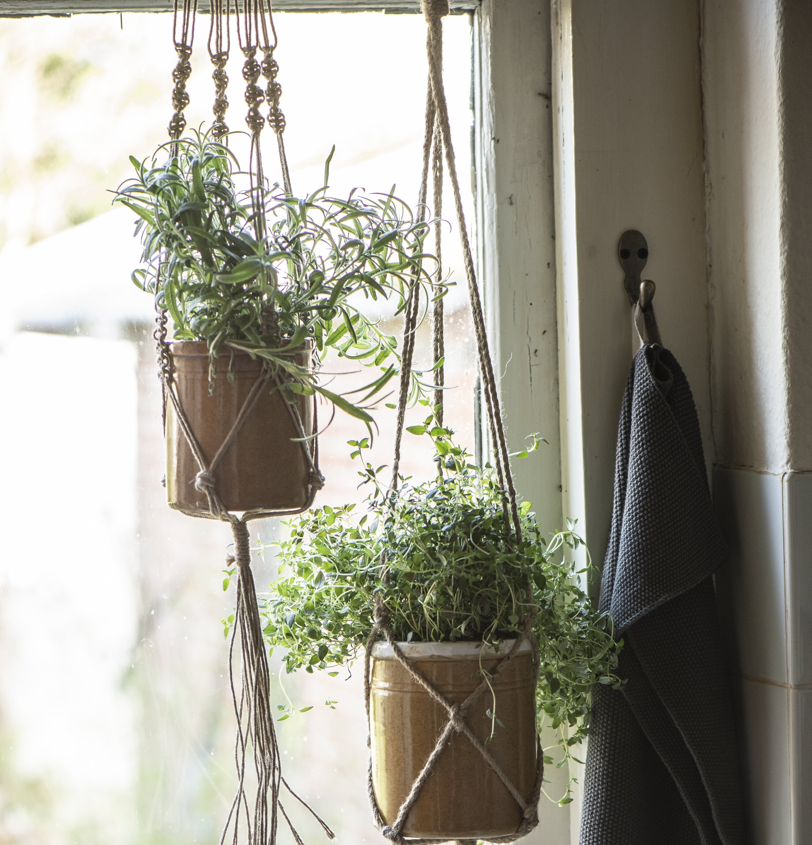 Bild av rustik inredning med ampelhängare i jute