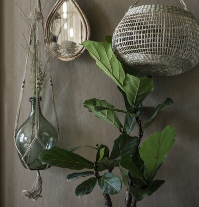 Bild av smakfullt inredd vägg med naturnära detaljer