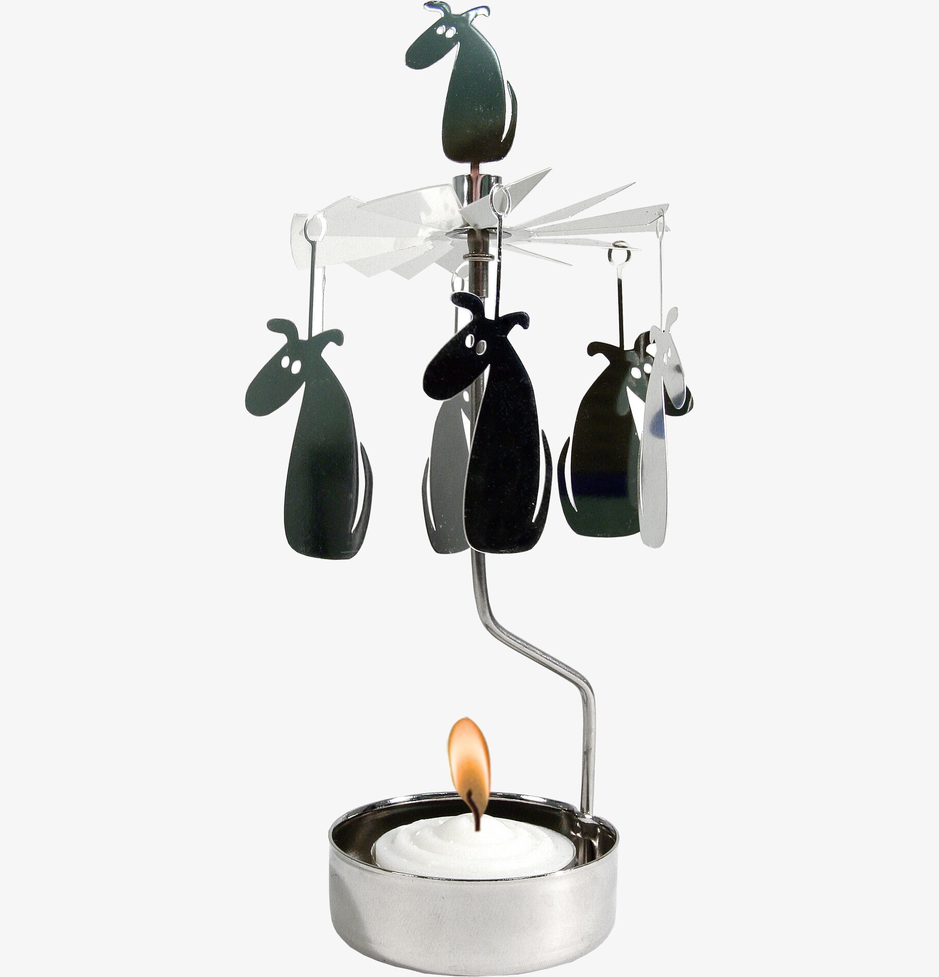 Bild av stilrent änglaspel med roterande hundfigurer