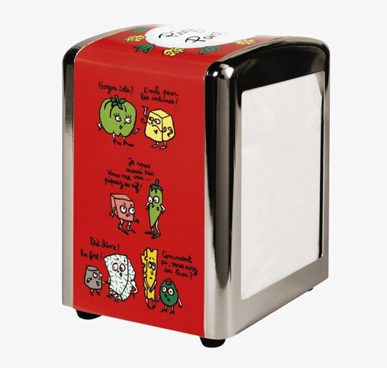 Bild av färgglatt servettställ med lekfull pizzadesign