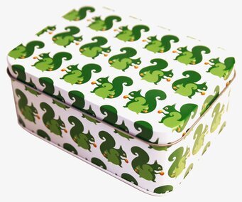 Bild av charmig förvaringslåda med gröna ekorrar