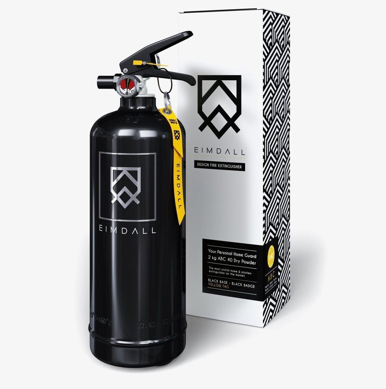 Brandsläckare 2 Kg Svart från Eimdall med tydlig logotyp