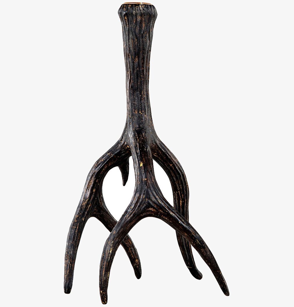 Ljusstake Renhorn Mörkbrun Stor från A Lot Decoration