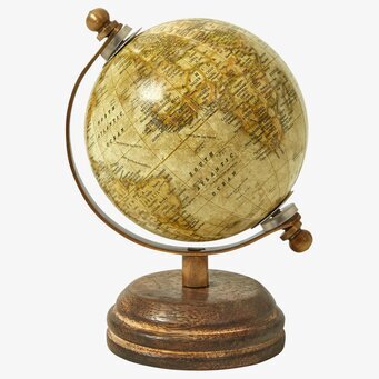 Bild av klassisk jordglob med träfot och metallmontering