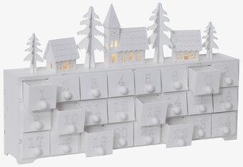 Bild av charmig vit adventskalender med belysning