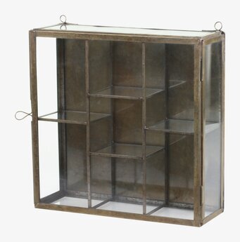 Bild av elegant väggskåp i antik mässing och glas