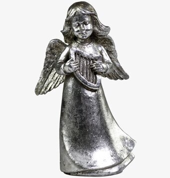 Bild av elegant ängelskulptur i antik silverfärg