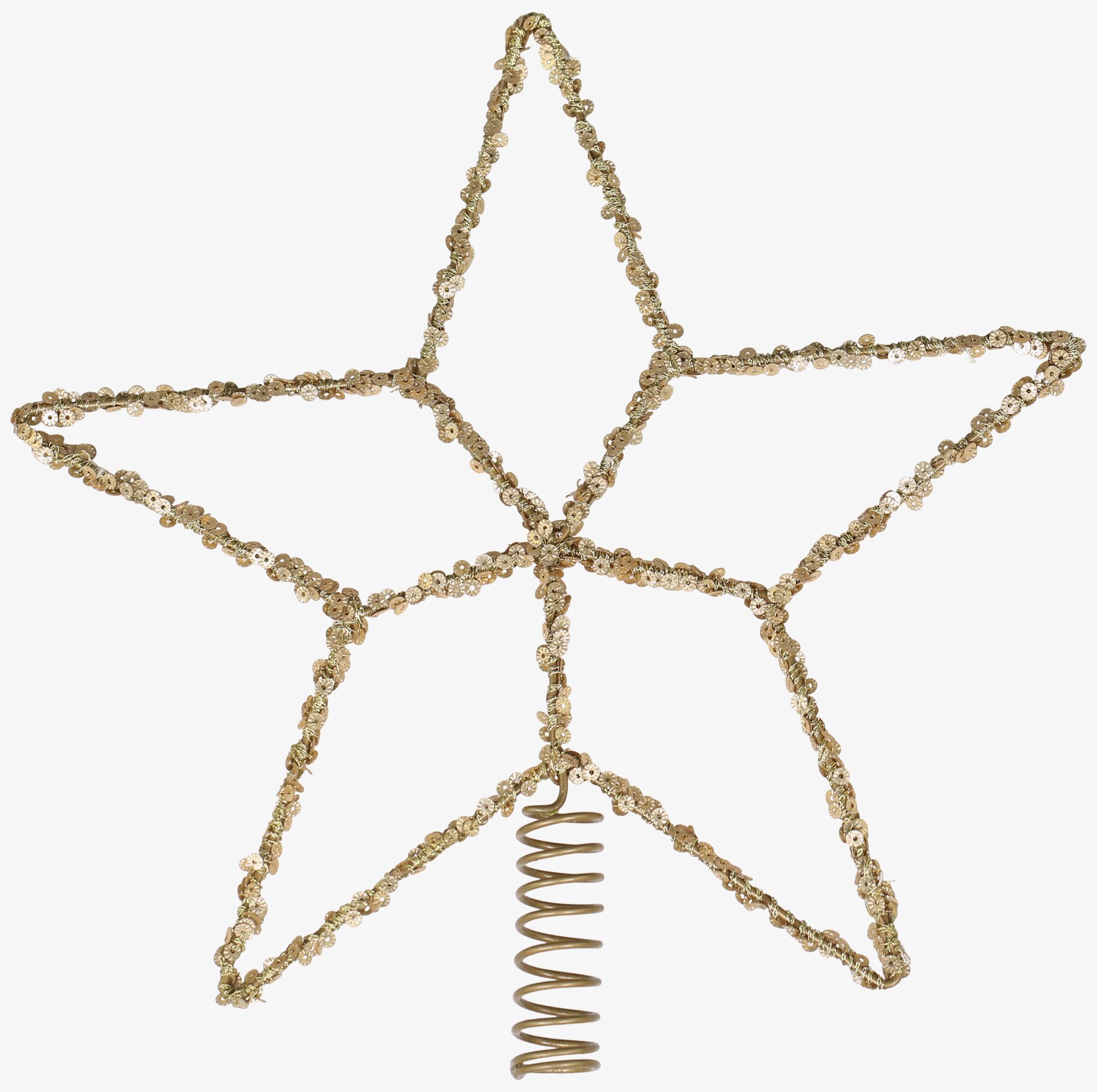 Bild av en gyllene stjärna med paljetter för julgran