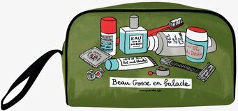 Foto av lekfull grön necessär med groomingtema