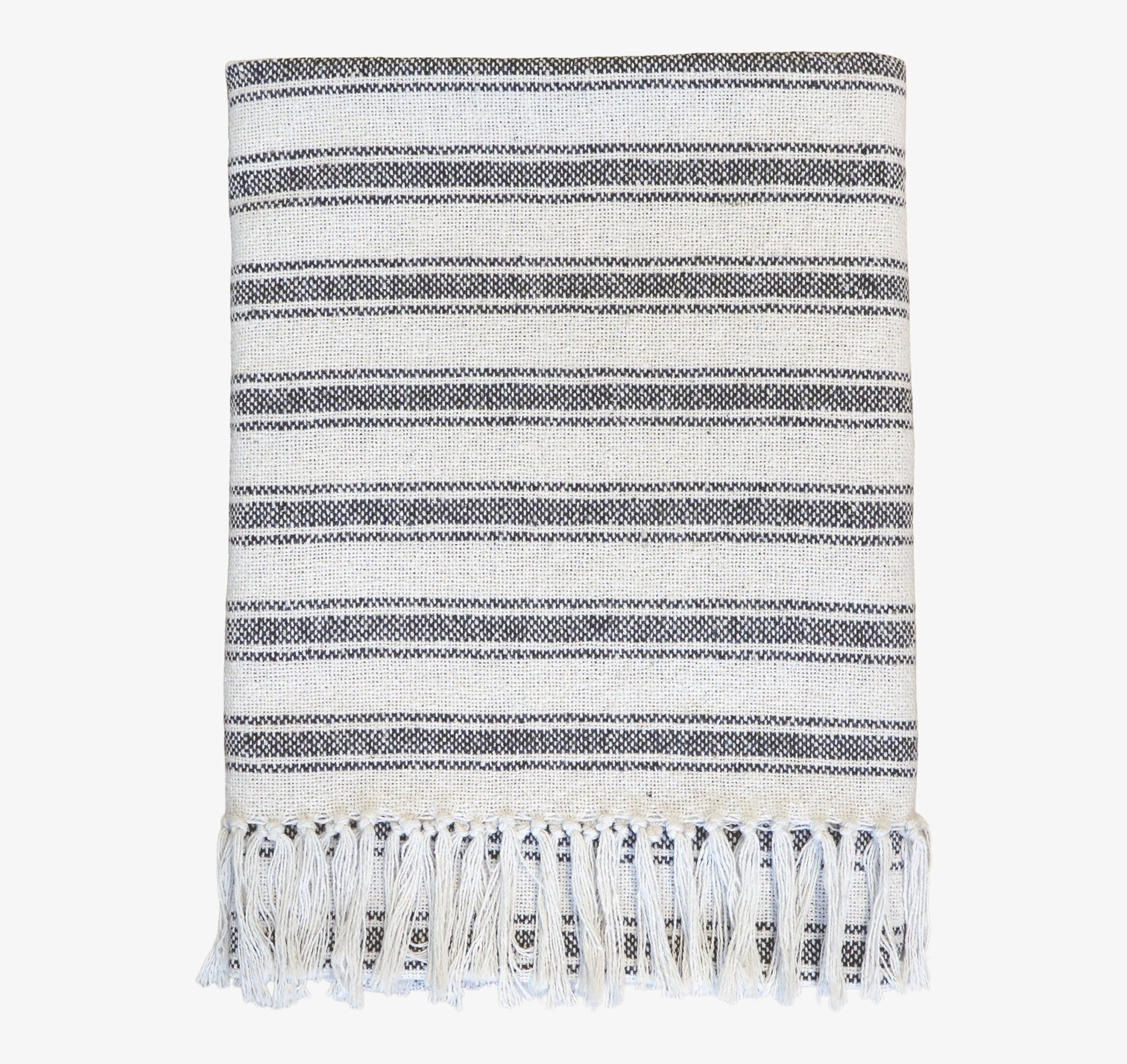 Pläd Med Mönster Grå från Chic Antique med fransar