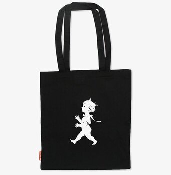 Bild av stilren svart bomullskasse med vit silhuett