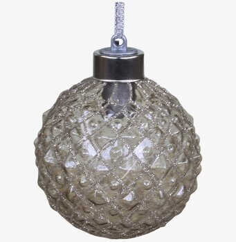 Bild av elegant julkula med LED och glittrande mönster