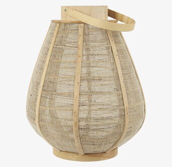 Foto av en detaljerad golvlykta i naturligt trä