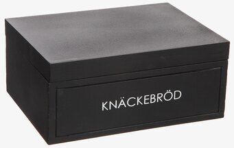 Bild av stilren svart trälåda för knäckebrödsförvaring