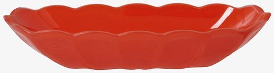 Bild av röd skål för banana split med vågiga kanter