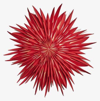 Bild av iögonfallande julstjärna med djup röd färg