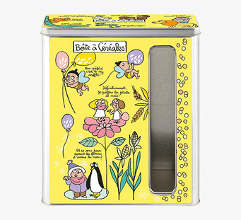 Bild av färgglad plåtburk med kreativa illustrationer