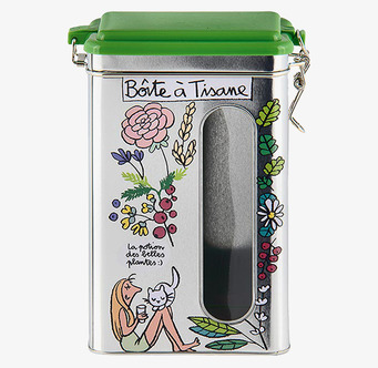 Bild av färgglad plåtburk med blommigt motiv