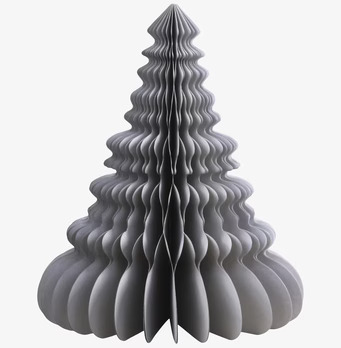 Bild av dekorativ pappersjulgran i fransk grå färg