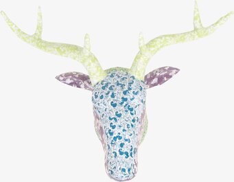 Bild av färgglatt konstnärligt hjorthuvud i papier-maché