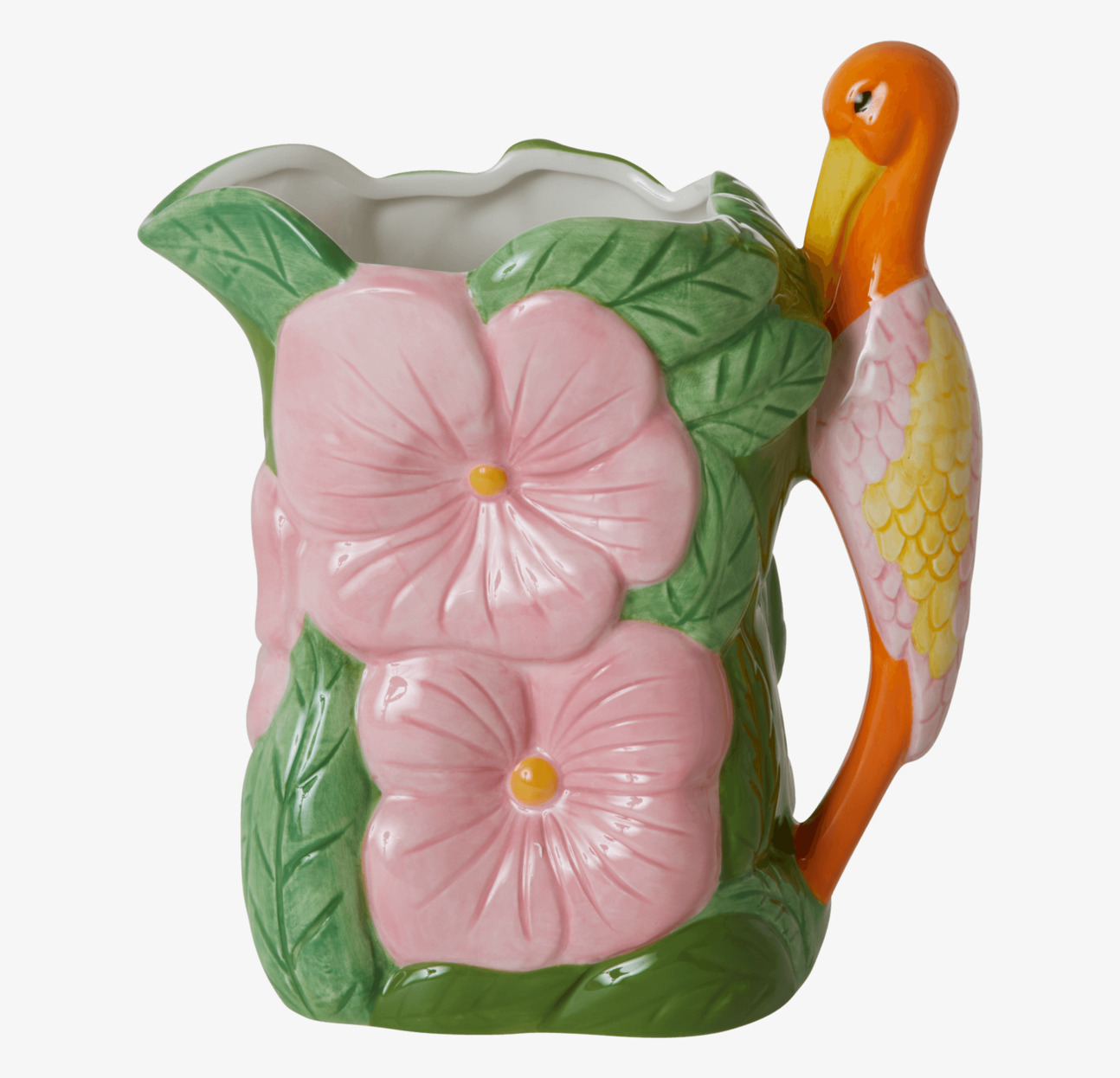 Vas Flower & Bird Shape från Rice med blommor och fågel