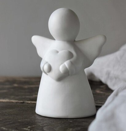Guardian Angel Vit Stor från Majas Cottage, vit ängelfigur
