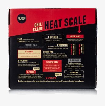 Bild av färgglad förpackning med hetta och humor