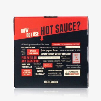 Bild av förpackning med heta såser och användningstips