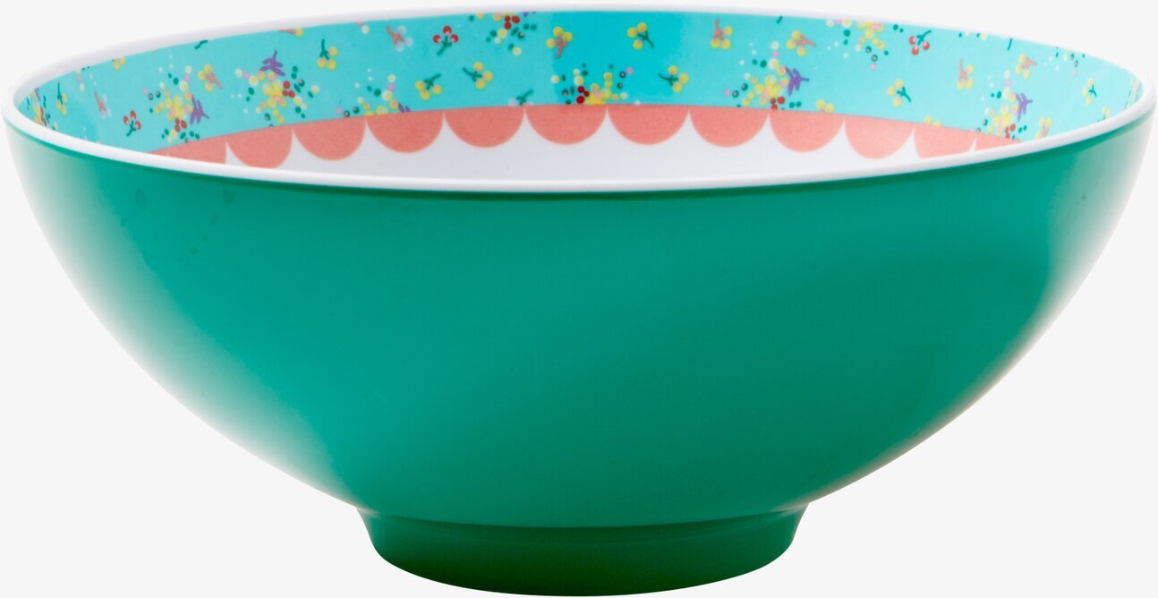 Skål Grön / Aqua Blommor från Rice med färgglada mönster