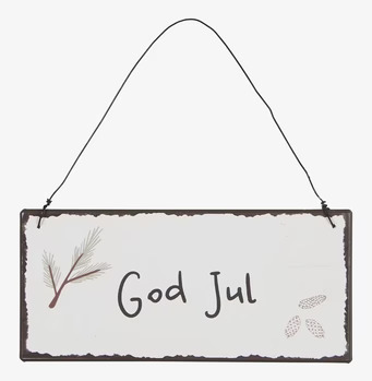 Bild av stilren och festlig julskylt med texten God Jul