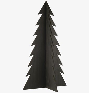 Bild av stilren svart julgran med minimalistisk design