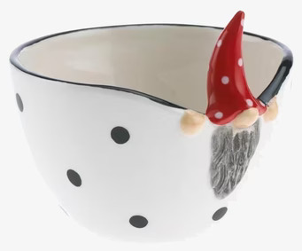 Foto av charmig skål med tomtedesign och prickar