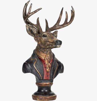 Foto av detaljrik skulptur av hjorthuvud på byst