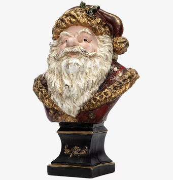 Bild av tomtebyst med detaljerad design och julkänsla