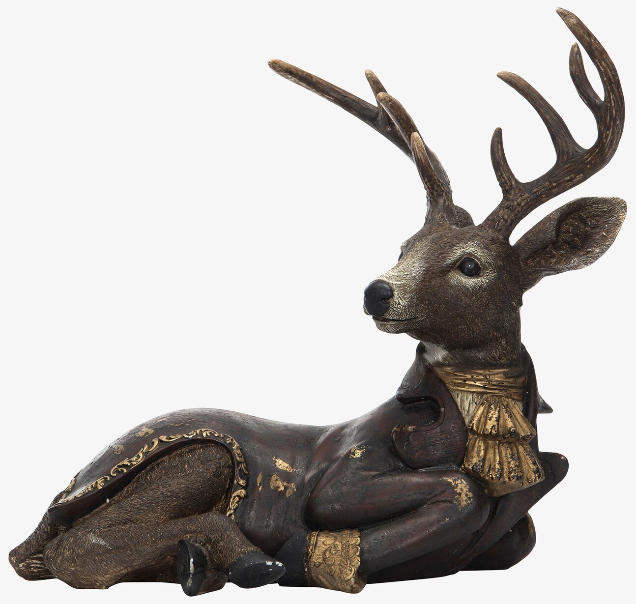 Bild av vilande hjort med antik stil och gyllene detaljer